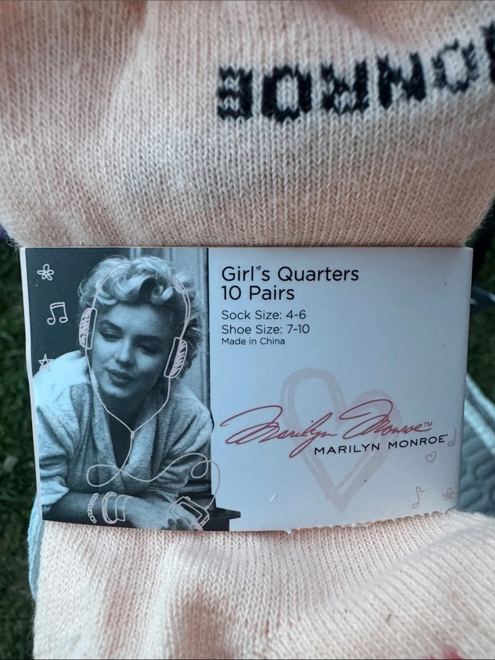 Marilyn Monroe Pastel Multi Girls' Quarter Socks - Peach, Blue, Pink, Cream